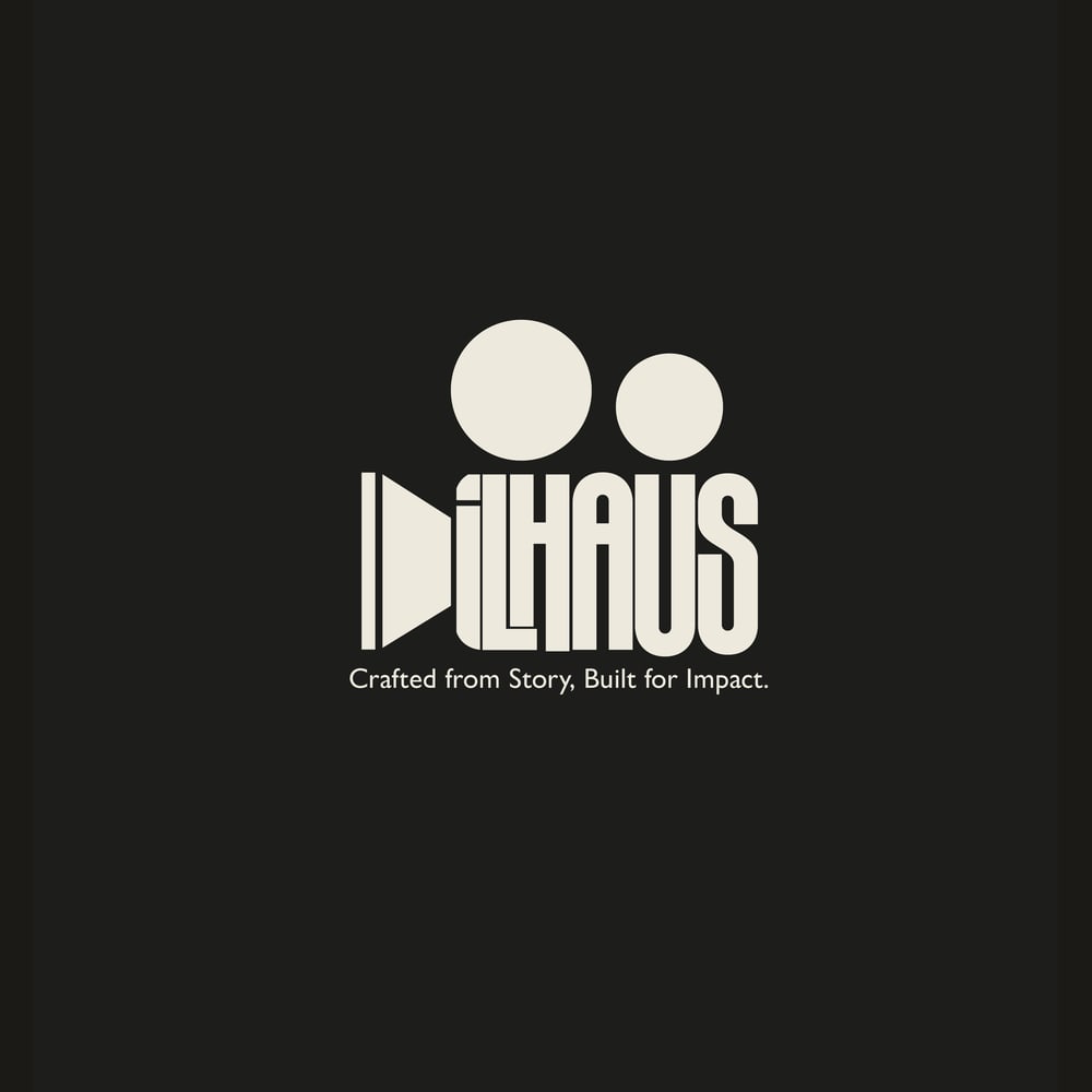 The Dilhaus projector mark in cream on near-black.