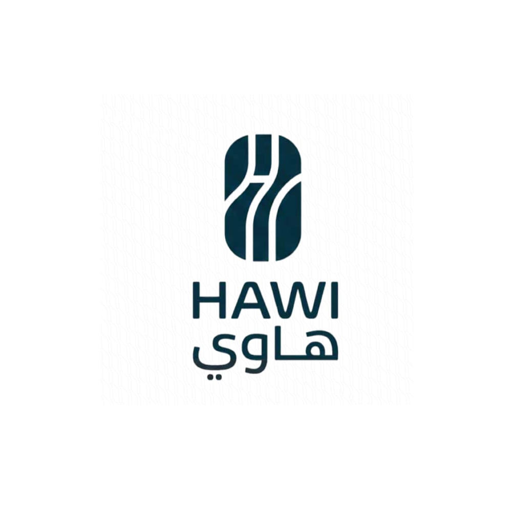 The HAWI mark with the Latin and Arabic wordmarks locked up beneath it.