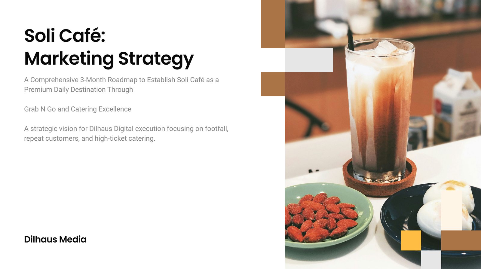 The Soli Cafe marketing plan deck cover.