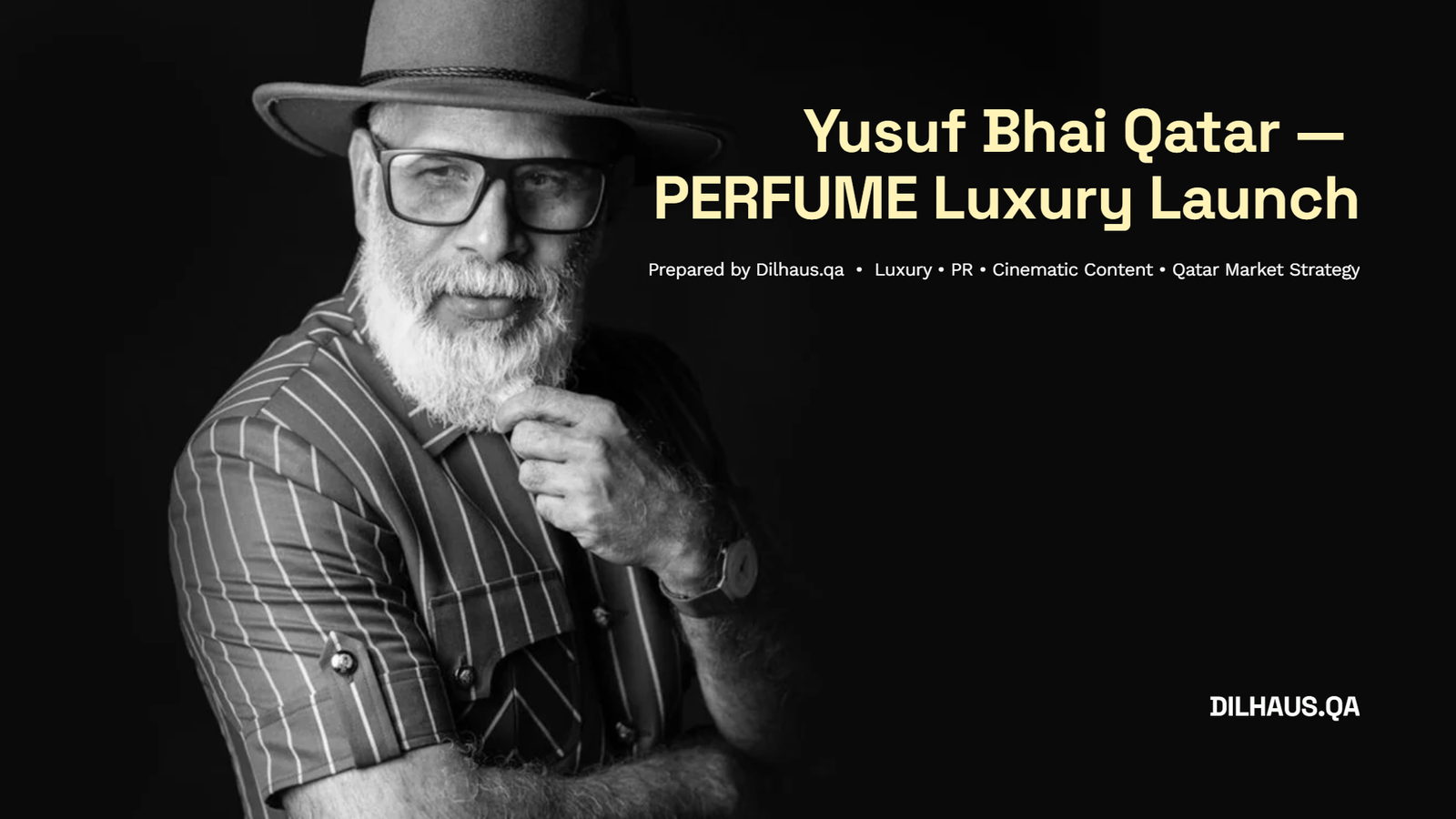 The Yusuf Bhai Qatar perfume luxury launch deck cover.