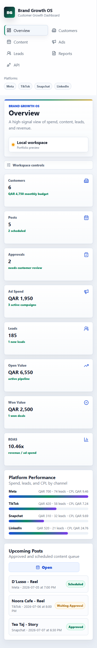Brand Growth OS on mobile